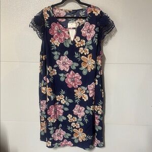 BloomChic Floral Midi Dress - Navy, Pink, Peach